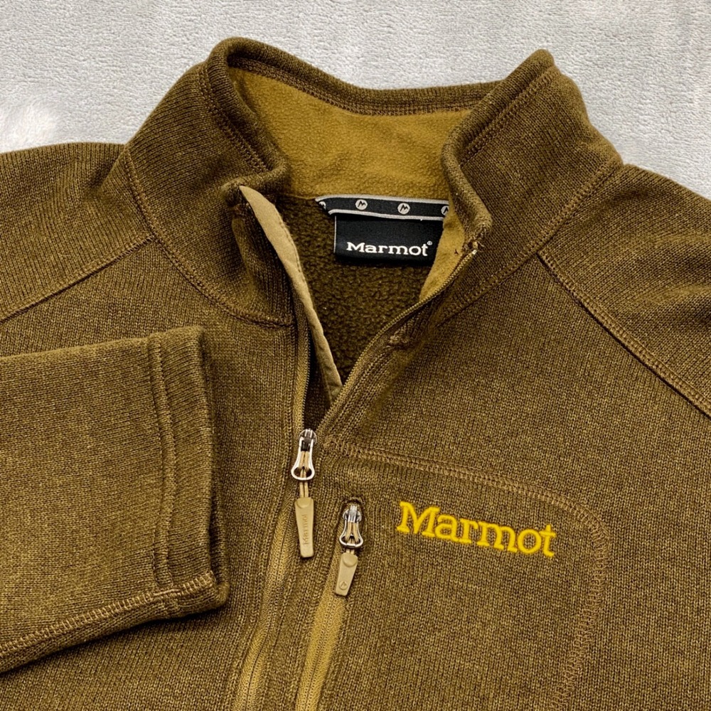 Marmot Drop Line 1/2 Zip Fleece Pullover Sweater Mens 2XL Olive Green Hiking